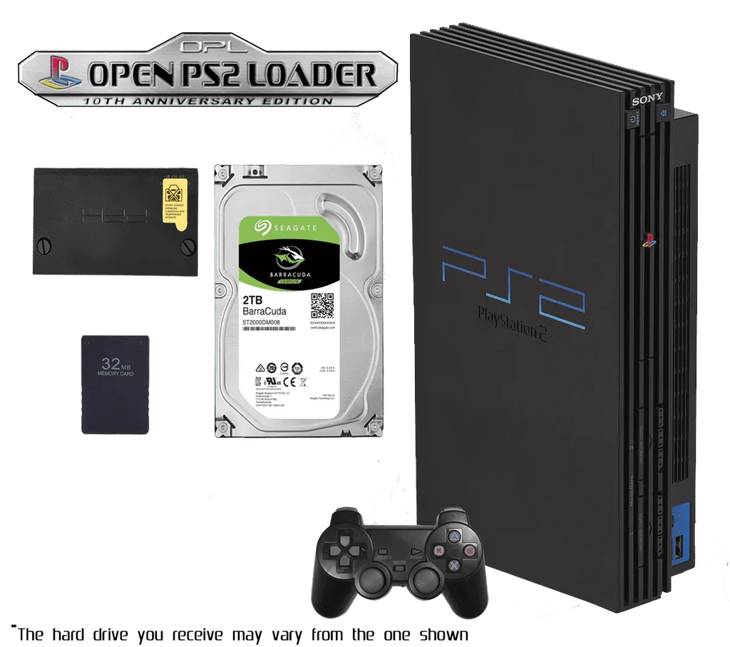 2TB Modded PS2 Bundle - 1 Pad AV AC - 10,000+ Titles - RETRO MODD