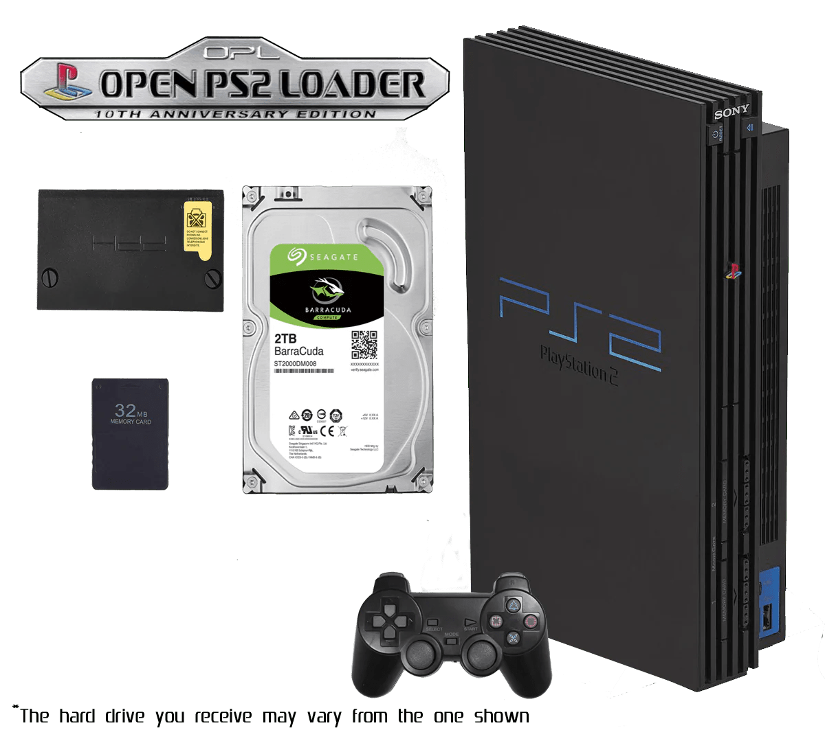 2TB Modded PS2 Bundle - 1 Pad AV AC - 10,000+ Titles - RETRO MODD