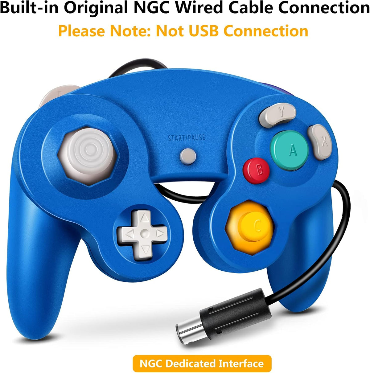 FIOTOK Gamecube Controller, Classic Wired Controller for Wii & Gamecube | Blue & Red-2Pack - Retro Modd
