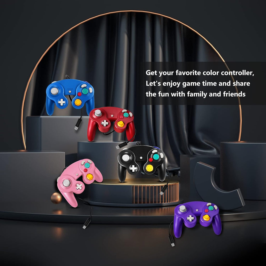 FIOTOK Gamecube Controller, Classic Wired Controller for Wii & Gamecube | Blue & Red-2Pack - Retro Modd