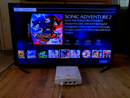 Dreamcast console with GDEMU installed 256GB preloaded SD card OEM controller VMU Pro HDMI Adapter and AC cable