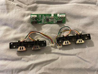 Original Xbox controller port daughterboard for 1.0 motherboard with four OEM controller connectors and visible solder pads